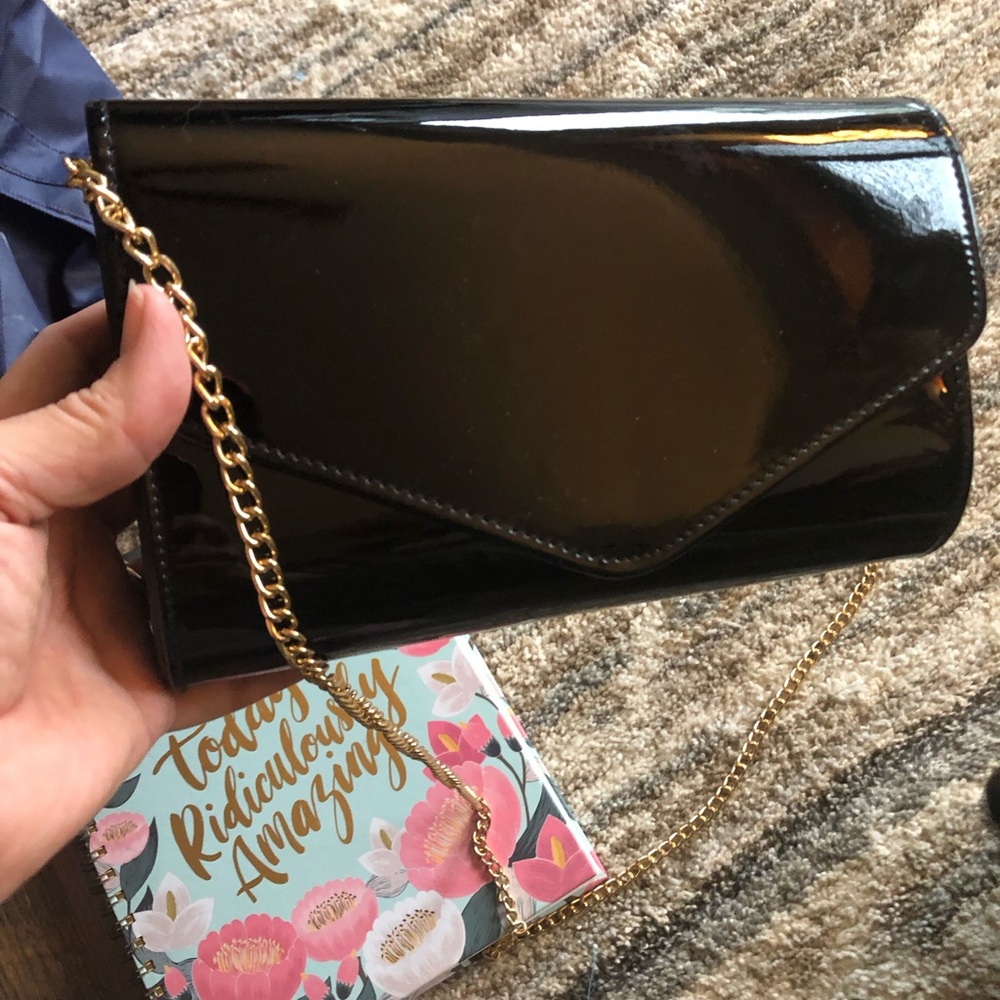Elegant Black Patent Leather Clutch
